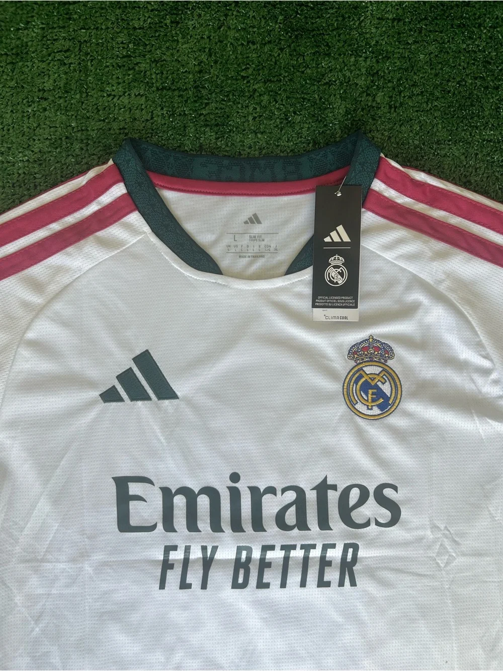 adidas White VINI JR. #7 Football Jersey with Black Accents